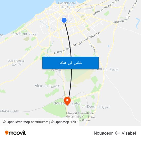 Visabel to Nouaceur map