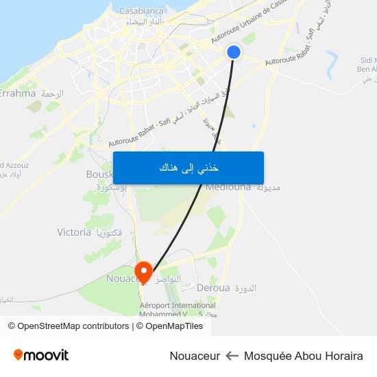 Mosquée Abou Horaira to Nouaceur map