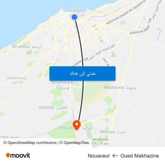 Oued Makhazine to Nouaceur map