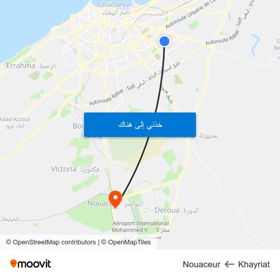 Khayriat to Nouaceur map