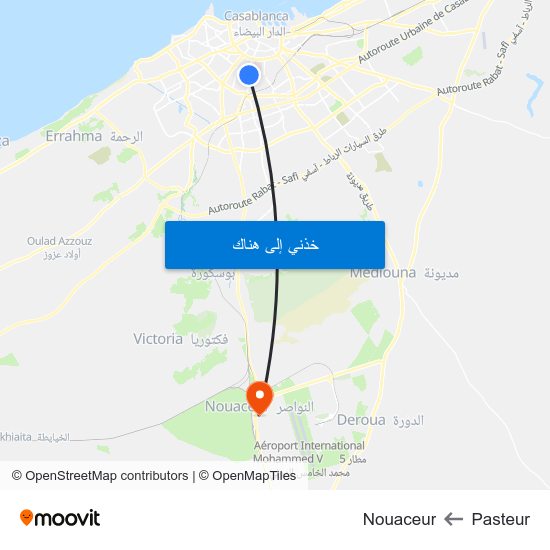 Pasteur to Nouaceur map