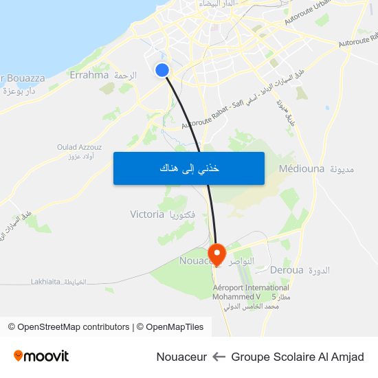 Groupe Scolaire Al Amjad to Nouaceur map