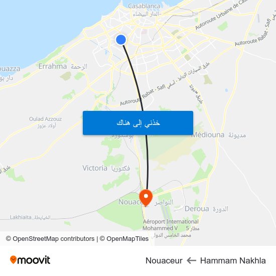 Hammam Nakhla to Nouaceur map