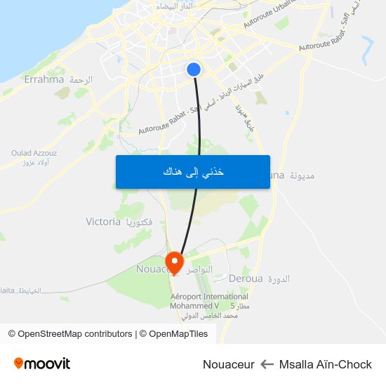 Msalla Aïn-Chock to Nouaceur map