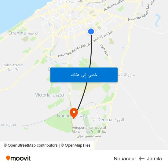 Jamila to Nouaceur map