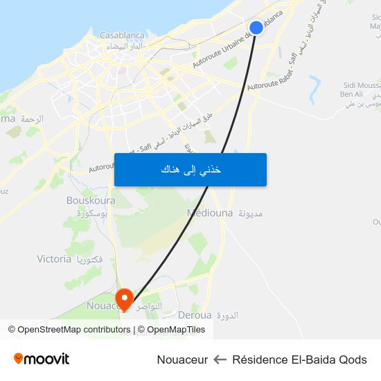 Résidence El-Baida Qods to Nouaceur map