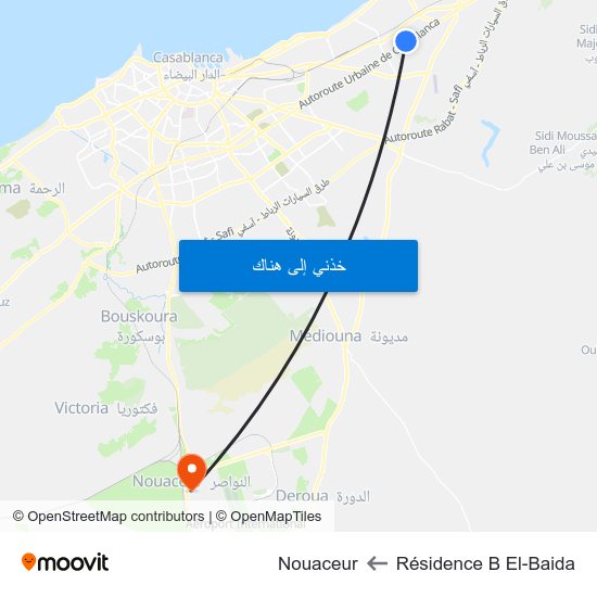 Résidence B El-Baida to Nouaceur map