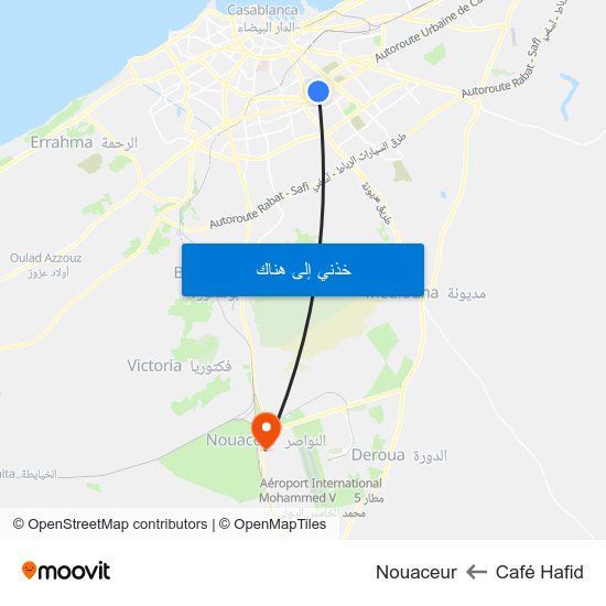 Café Hafid to Nouaceur map