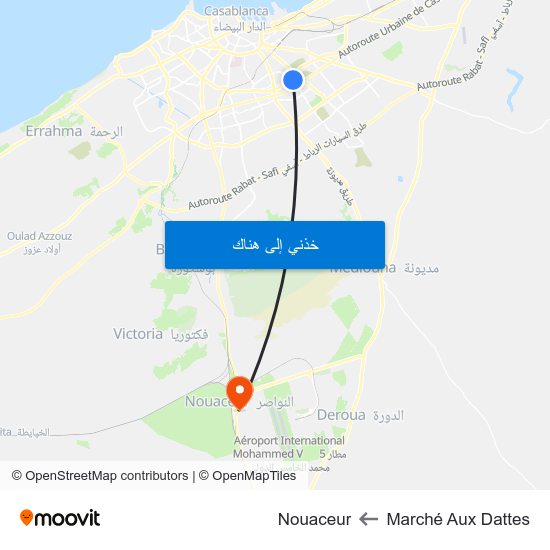 Marché Aux Dattes to Nouaceur map