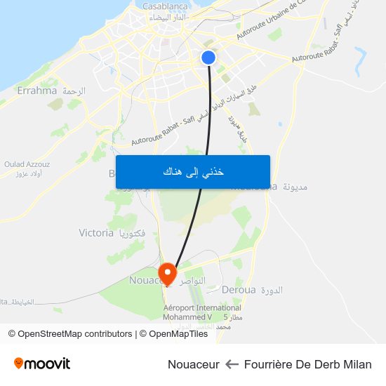 Fourrière De Derb Milan to Nouaceur map