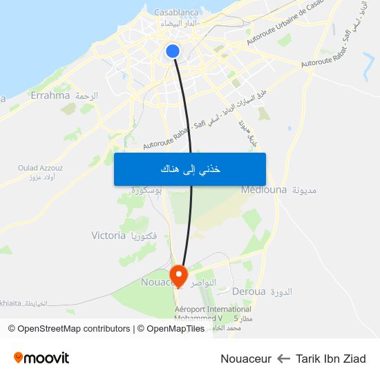 Tarik Ibn Ziad to Nouaceur map