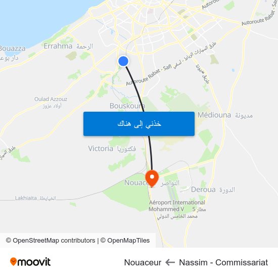 Nassim - Commissariat to Nouaceur map