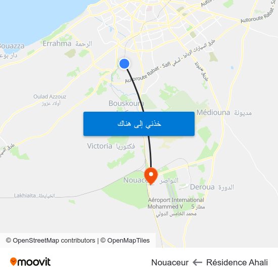 Résidence Ahali to Nouaceur map