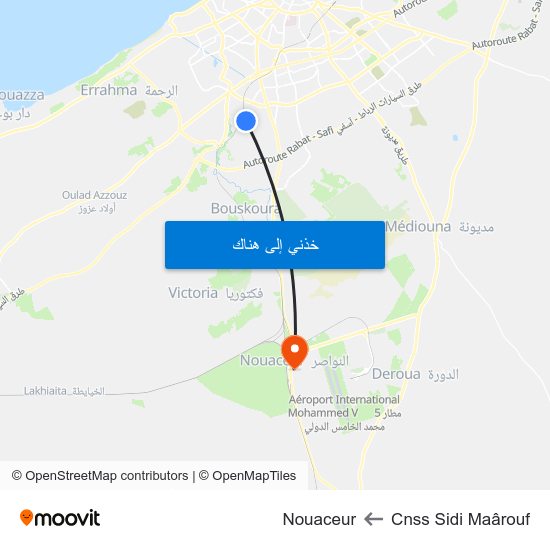 Cnss Sidi Maârouf to Nouaceur map