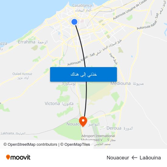 Laâouina to Nouaceur map