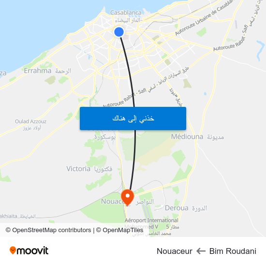 Bim Roudani to Nouaceur map