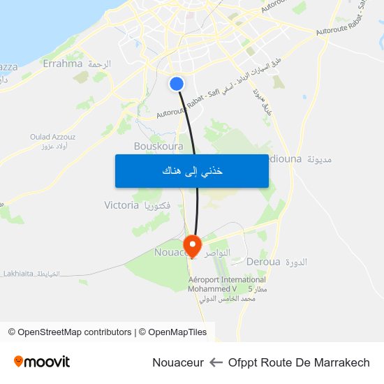 Ofppt Route De Marrakech to Nouaceur map