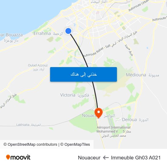 Immeuble Gh03 A021 to Nouaceur map