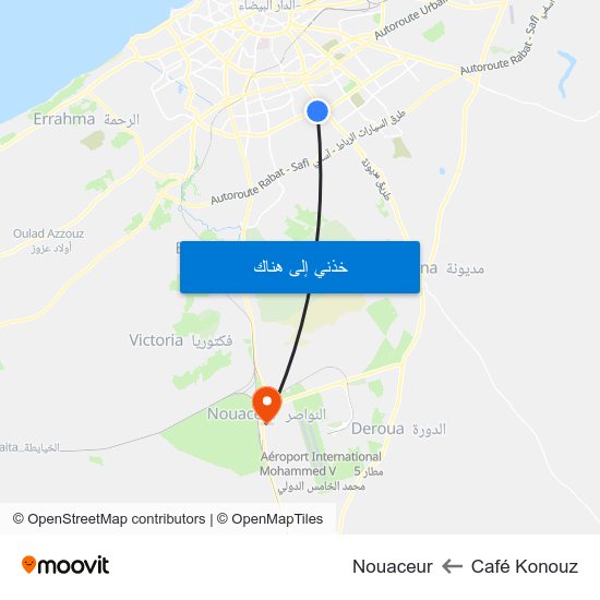 Café Konouz to Nouaceur map