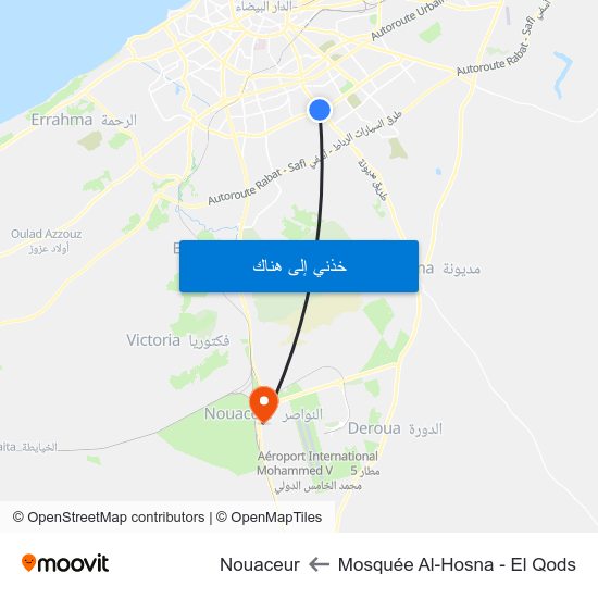 Mosquée Al-Hosna - El Qods to Nouaceur map