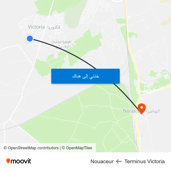 Terminus Victoria to Nouaceur map