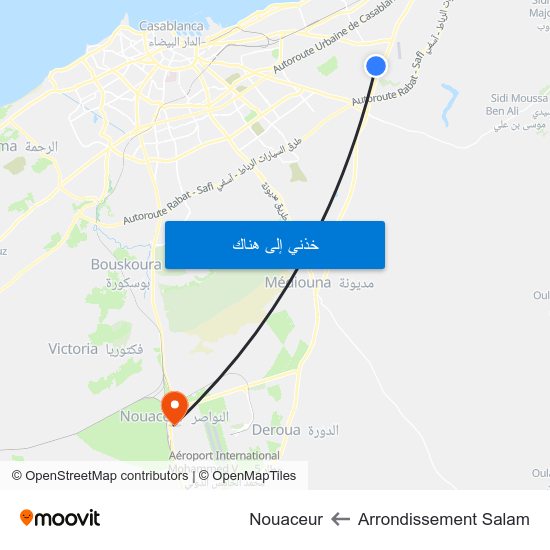 Arrondissement Salam to Nouaceur map