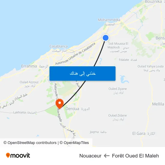 Forêt Oued El Maleh to Nouaceur map
