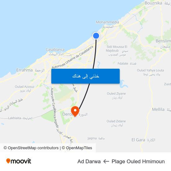 Plage Ouled Hmimoun to Ad Darwa map