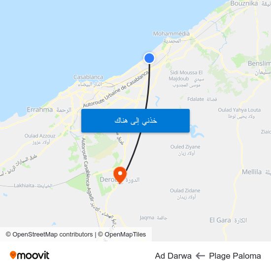 Plage Paloma to Ad Darwa map