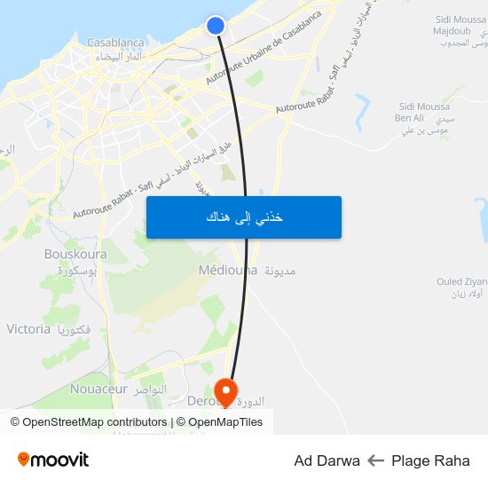 Plage Raha to Ad Darwa map