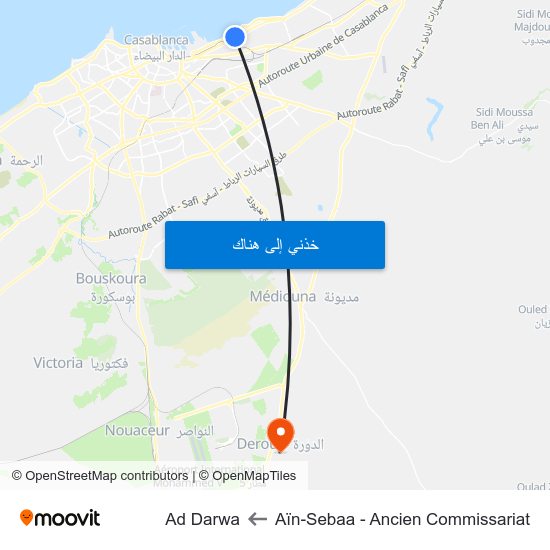 Aïn-Sebaa - Ancien Commissariat to Ad Darwa map