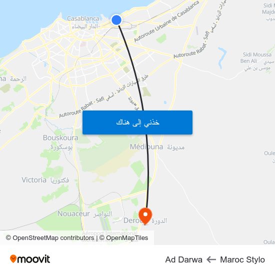 Maroc Stylo to Ad Darwa map