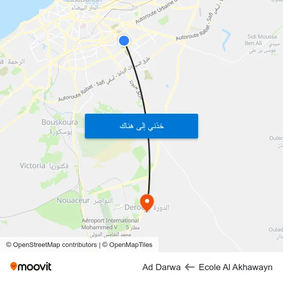 Ecole Al Akhawayn to Ad Darwa map