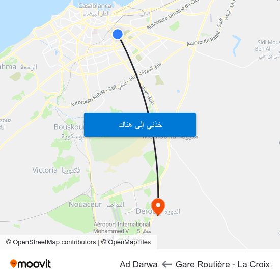 Gare Routière - La Croix to Ad Darwa map