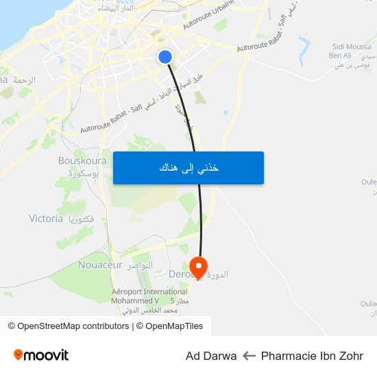 Pharmacie Ibn Zohr to Ad Darwa map