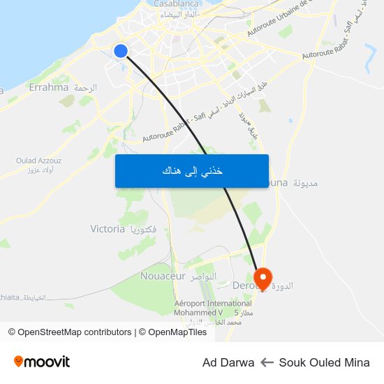 Souk Ouled Mina to Ad Darwa map