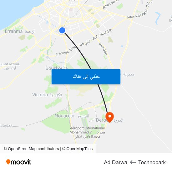 Technopark to Ad Darwa map