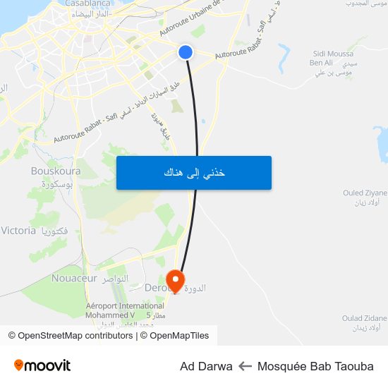 Mosquée Bab Taouba to Ad Darwa map