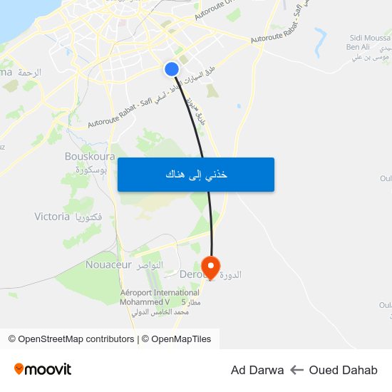 Oued Dahab to Ad Darwa map