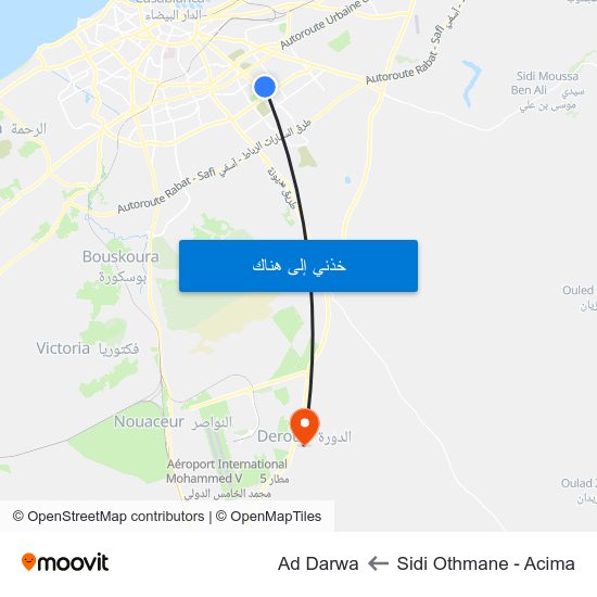 Sidi Othmane - Acima to Ad Darwa map