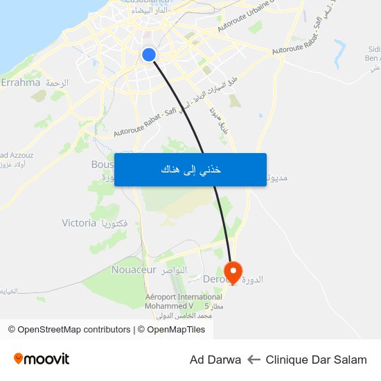 Clinique Dar Salam to Ad Darwa map