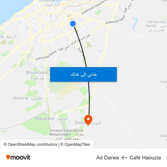 Café Haouzia to Ad Darwa map