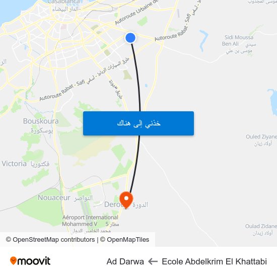 Ecole Abdelkrim El Khattabi to Ad Darwa map