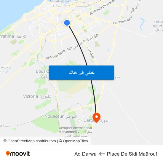 Place De Sidi Maârouf to Ad Darwa map