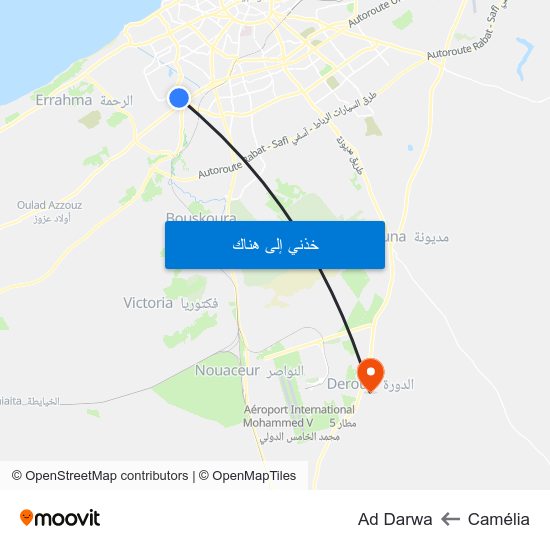 Camélia to Ad Darwa map