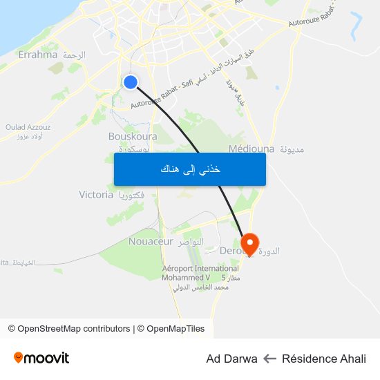 Résidence Ahali to Ad Darwa map