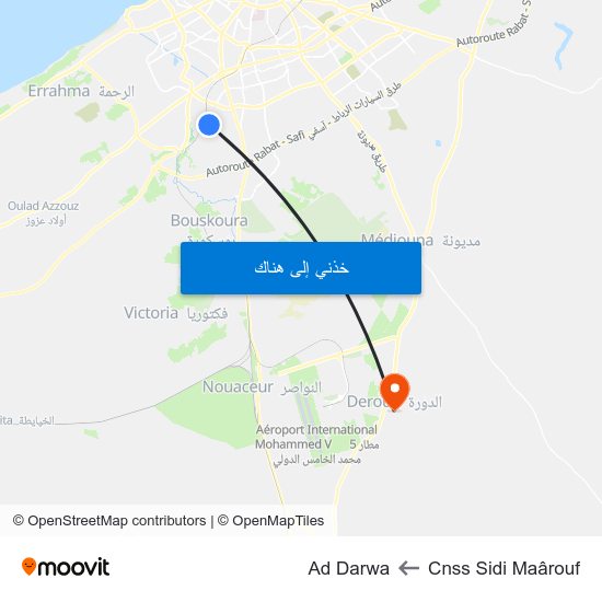 Cnss Sidi Maârouf to Ad Darwa map