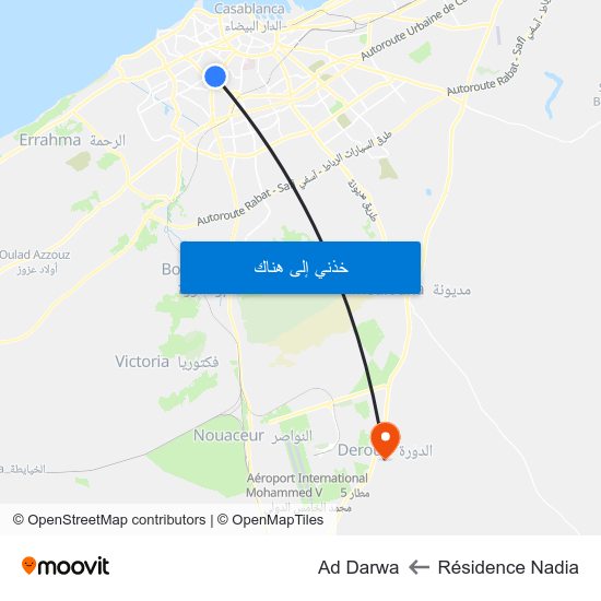Résidence Nadia to Ad Darwa map