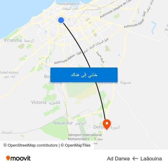 Laâouina to Ad Darwa map