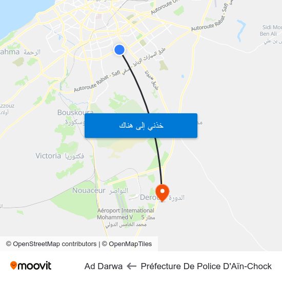 Préfecture De Police D'Aïn-Chock to Ad Darwa map